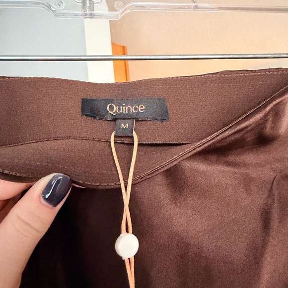 Quince Chocolate Mini Silk Skirt - Picture 2 of 2